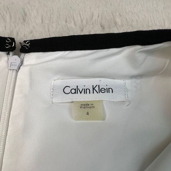 Calvin Klein Womans Black White Sleeveless Sheath Dress Size 4 Slimming Office - Picture 3 of 9